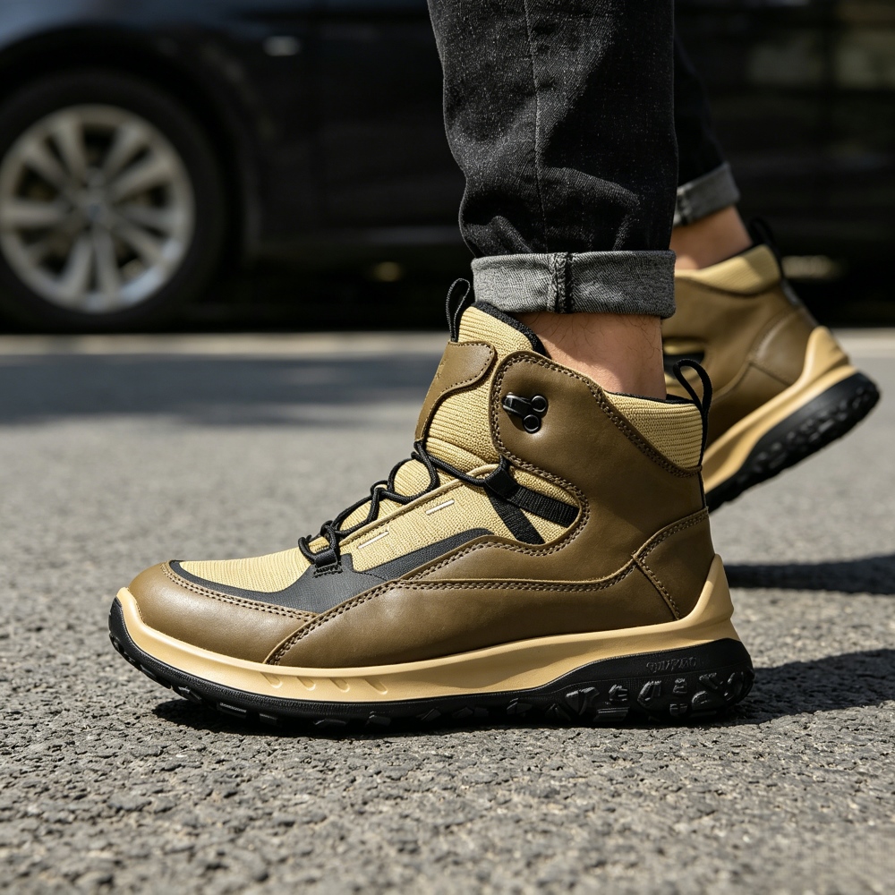 Streetwear Outdoor Brand - Wysokie skórzane buty męskie luksusowej marki,
